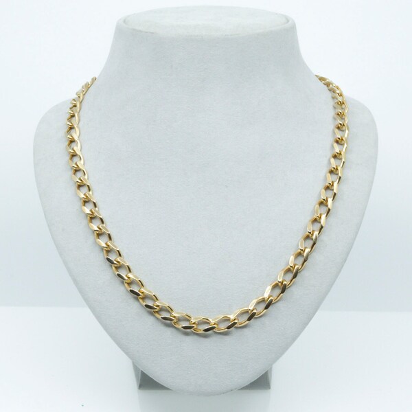 Gold Plated Necklace Chain, Curb Chain Necklace, Yellow Gold Necklace, Twisted Chain, curb link chain Necklace 7 x 3 mm jewelry