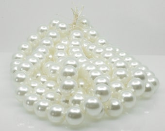 Faux Acrylic Pearls 22 mm (Made in Germany) Extra Large Round Beads (22 inch) Mother of Pearl Lucite Beads Beading Supplies