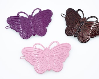 Hair clips butterfly made of metal 80s vintage hair clip - Metal Hair Butterfly Barrette Pinup Girl Style boho chic hair 70s 80s