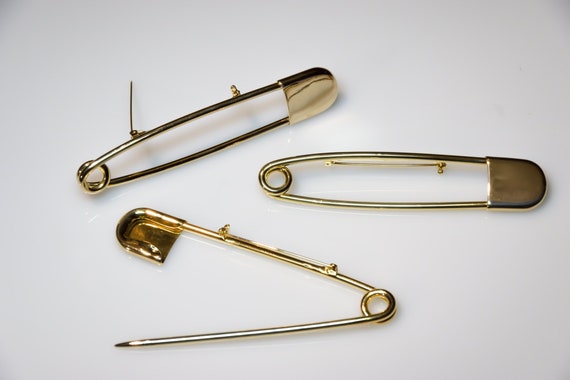 3pcs. Safety Pin Brooch Gold Extra Large XXL 4.3 Long Vintage Brooch From the 80s Safety Pin Brooch 80s Etsy UK