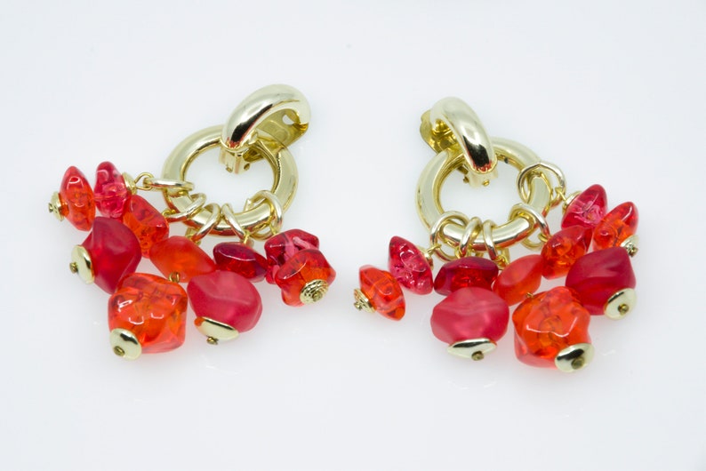 Dangling clipon earrings Vintage 80s earrings Mod earrings Etsy