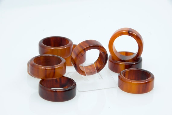 Bakelite Ring - Brown marbled - Art Deco Vintage … - image 2