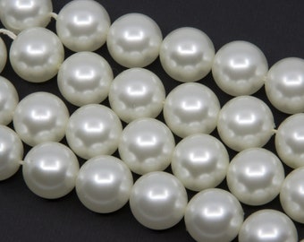 18 mm ivoire perle de plastique blanc perles rondes cirées Faux perles acryliques 18 mm (fabriqué en Allemagne) Perles Lucite Fournitures de perles