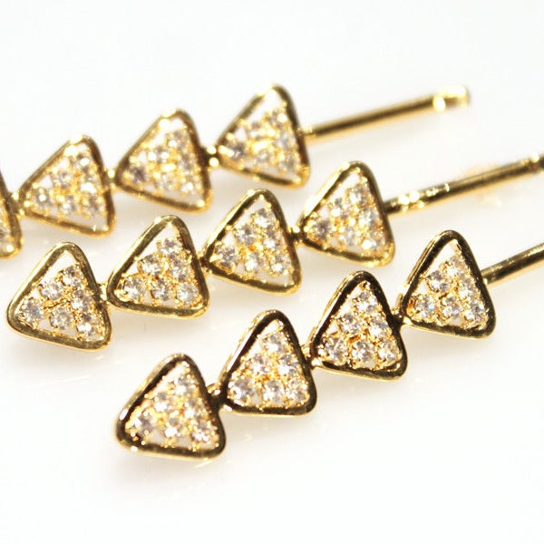 3 pcs. Barrette Bobby Pin, Hair Clip Rhinestone, Triangle shape, Vintage jewelry - Haarclip bzw. Haarklammer mit Strass Steinen gefasst