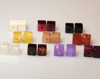 50pcs. vintage moonglow LUCITE cube beads 8 mm different colors - new from old Stock - cubic Beads Pearls Beading Supplies Jewelry Making