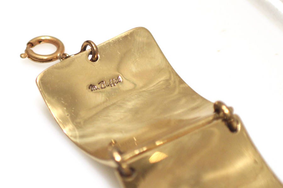Bracelet Vintage En Bronze - Marque M. Buffet - Occasion - Style Rétro
