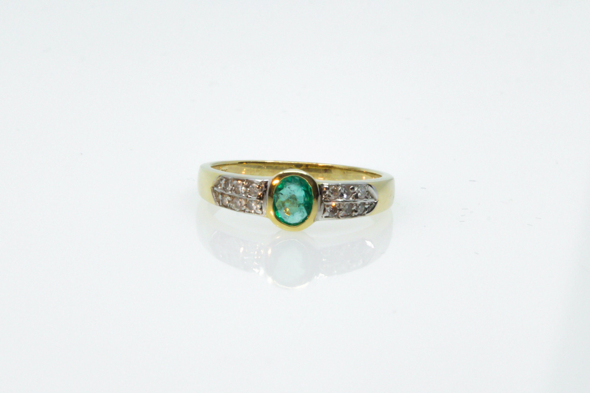 Bague Or Jaune 585 Avec Saphir, Rubis, émeraude Et Diamants - Taille 56, Occasion, état Vérifié