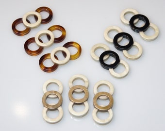 Connector Beads 35x15mm Linking Links VINTAGE plastic Round Disc Galalith Lucite 1970s round circles links beading supplies