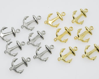 6 pcs. vintage ANKER brooches gold or silver colored 80s 1980s vintage anchor brooch gold and silver plated 6 pcs. nautical charms