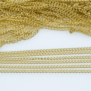 3mm Curb Chain 1 Meter 3.3 Feet Brass 18k Gold Plated Link Chain Necklace Jewelry Chain Jewelry Making Supplies Anchor Chain image 3