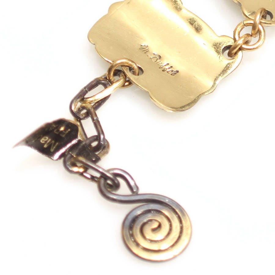 Bracelet Vintage En Bronze Années 70 M. Buffet - Style Aztèque - Fermoir Mousqueton - Parfait état