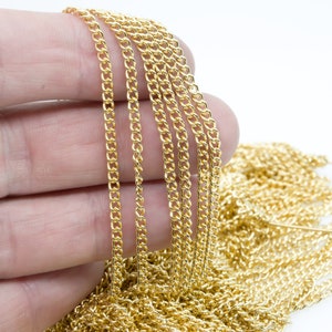 3mm Curb Chain 1 Meter 3.3 Feet Brass 18k Gold Plated Link Chain Necklace Jewelry Chain Jewelry Making Supplies Anchor Chain image 1