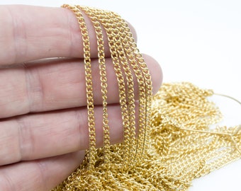 3mm Curb Chain 1 Meter (3.3 Feet) Brass 18k Gold Plated Link Chain Necklace Jewelry Chain - Jewelry Making Supplies Anchor Chain