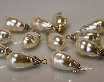 20 Stck. VINTAGE große BAROCK PERLE Anhänger - vintage teardrop baroque glass pearls pendant 20 pcs.