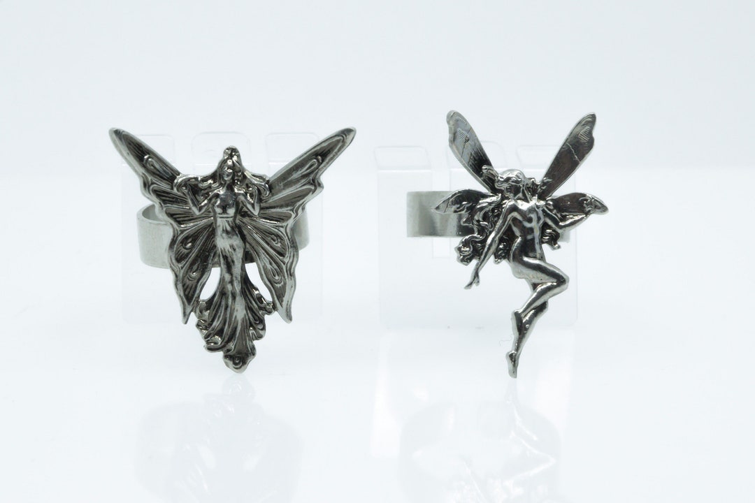 2 Elf Rings, Fairy Rings 70s Style, Mystical Angel Nymph Fantasy Finger ...