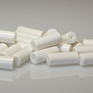 Large vintage plastic TUBE beads 25 mm white New from Old Stock Beads Beading Supplies