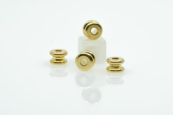 Rondelle Spacer Beads metal gold plated 4x6mm divider bead VINTAGE tube spacer beads beading supplies for jewelry making craft supplies
