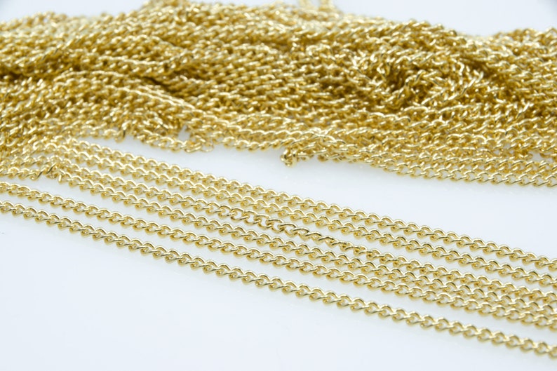 3mm Curb Chain 1 Meter 3.3 Feet Brass 18k Gold Plated Link Chain Necklace Jewelry Chain Jewelry Making Supplies Anchor Chain image 2