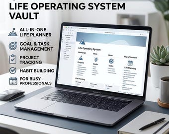 Life Operating System — Obsidian Vault Template | Notion Alternative | Life Planner, Goal Tracker, Habit Tracker, Project Manager