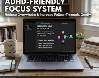ADHD Obsidian Vault Template | ADHD-Friendly Productivity System | Digital Planner for ADHD | Focus System for Neurodivergent Brains