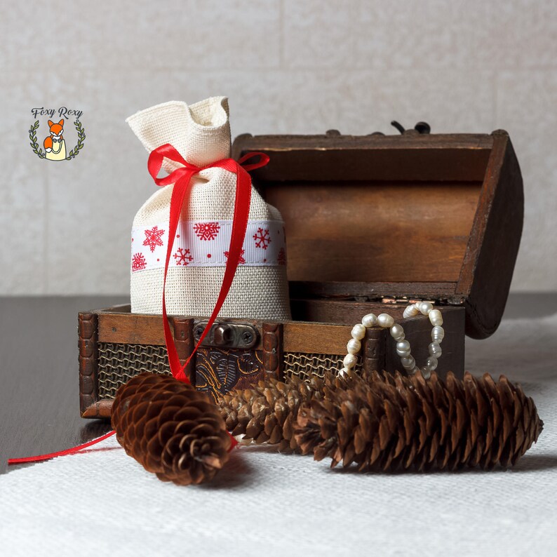 FB-002 Christmas Candy Bags Canvas Favor Bags Natural Cotton Favor Bags Coffee Bags Christmas Favor Bags Chrismas Party Gifts