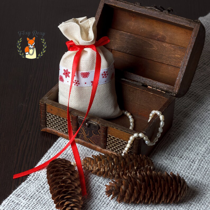 FB-002 Christmas Candy Bags Canvas Favor Bags Natural Cotton Favor Bags Coffee Bags Christmas Favor Bags Chrismas Party Gifts