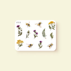 Cute Bumblebee and Thistle Stickers - For Bullet Journals and Planners - Planner Stickers - Bullet Journal Stickers - Cottagecore