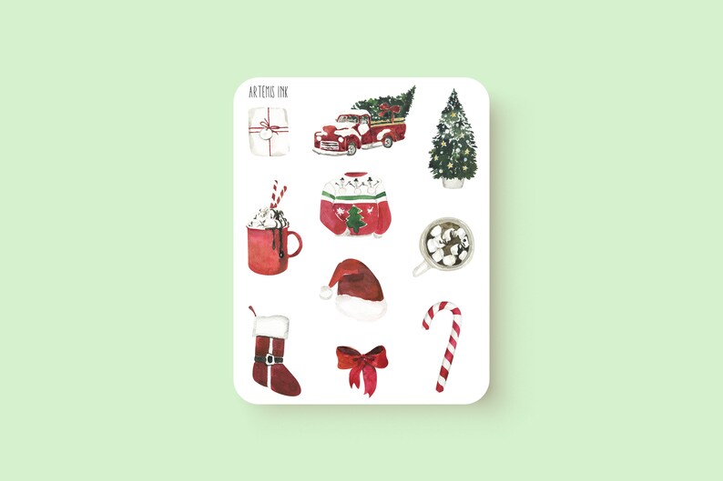 Cute Christmas Aesthetic Stickers for Bullet Journals and Etsy Ireland