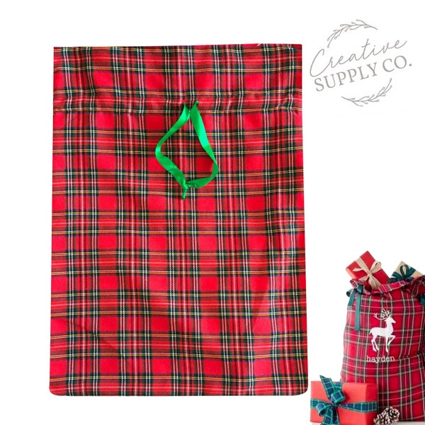 Closeout! Red/Green Plaid Santa Sack Wholesale santa sacks |  large santa bags wholesale DIY just add vinyl or print Bulk pricing santa bags