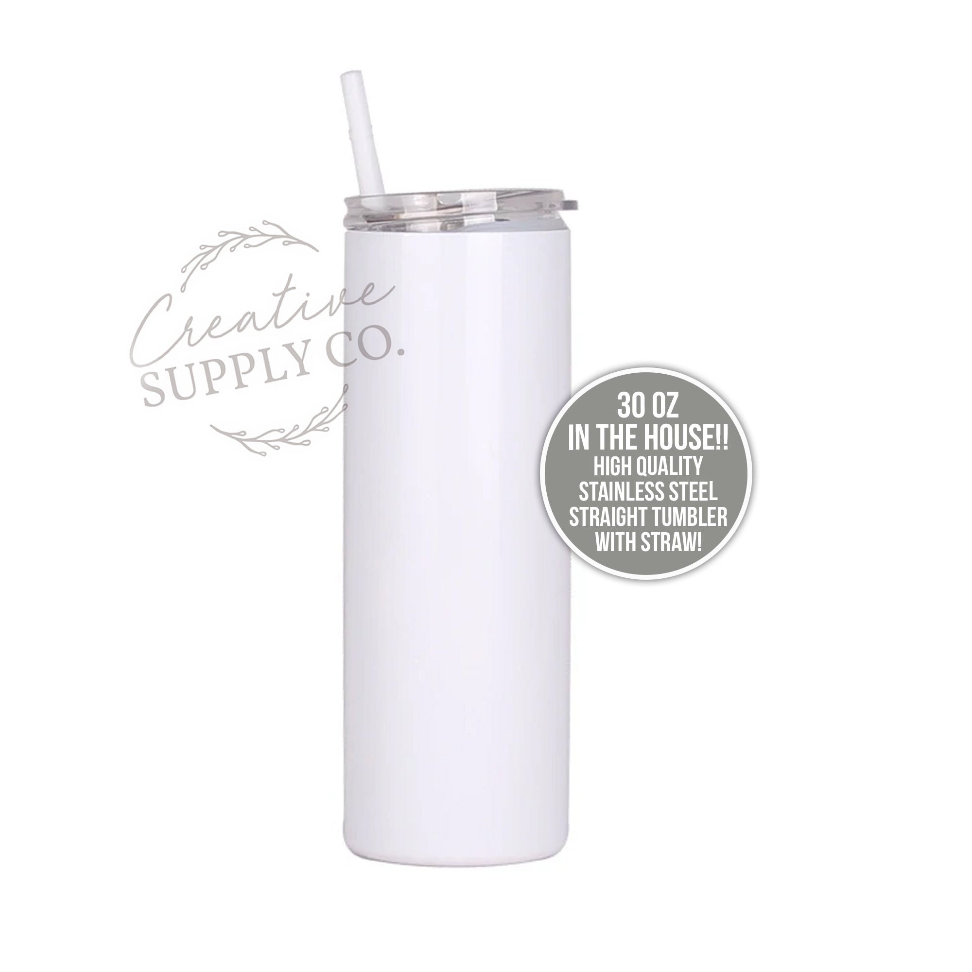 30oz. Straight Sublimation Tumbler w/ Reusable Straw (Non-Tapered)