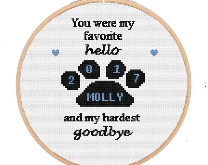 Memorial Cross Stitch Pattern Pet Loss Sympathy Memorial Cross Etsy