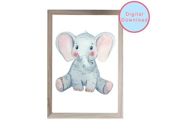 Elephant Nursery Print Printable Baby Animal Wall Art Baby - Etsy