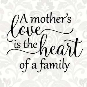 A Mother's Love is the Heart of the Family mother Quote, Mother's Day SVG,  PDF, PNG Digital File Vector Graphic - Etsy