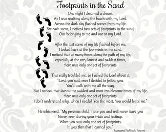 Footprints in the Sand Poem (SVG, PDF, PNG Digital File Vector Graphic)