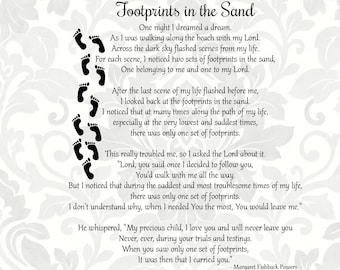 Footprints in the Sand Poem (SVG, PDF, PNG Digital File Vector Graphic)