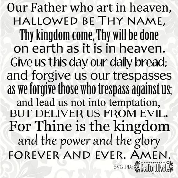 Download Our Father Prayer Svg Pdf Digital File Vector Graphic Etsy