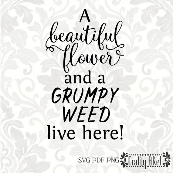 A Beautiful Flower And A Grumpy Weed Live Here Svg Pdf Png Etsy