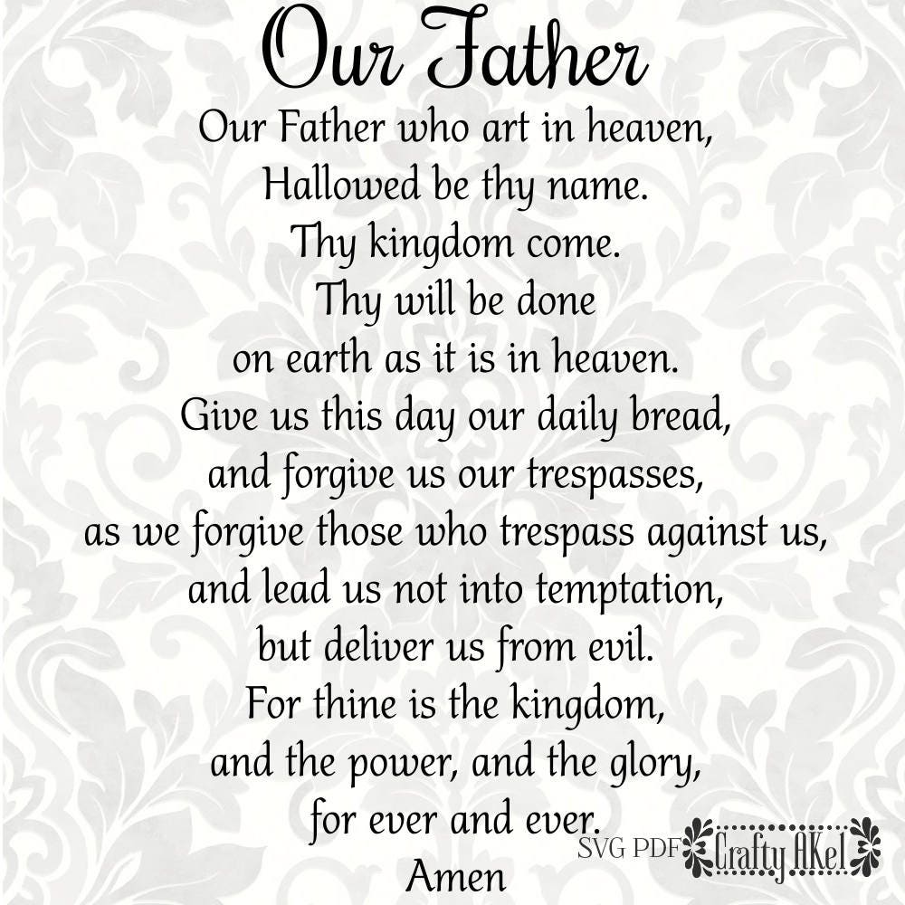 Download Our Father The Lord's Prayer SVG PDF Digital File | Etsy