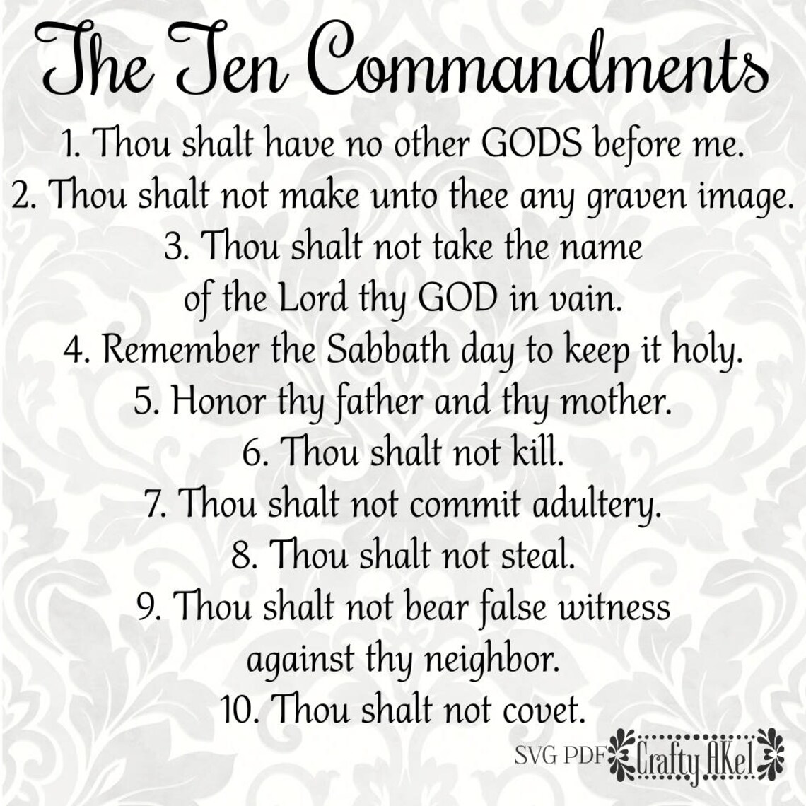 The Ten Commandments SVG PDF Digital File Vector Graphic Etsy