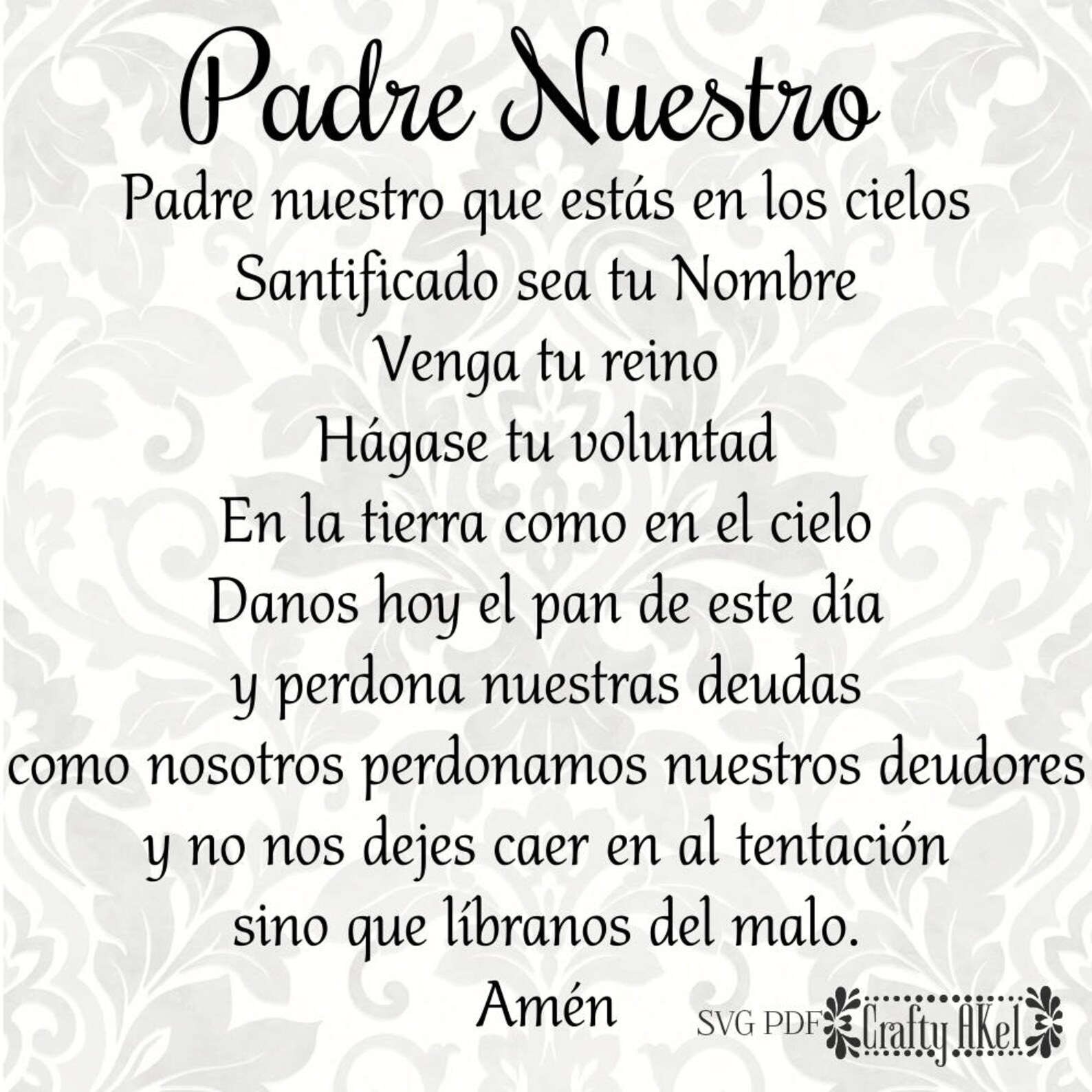 Download Padre Nuestro Our Father Lord's Prayer Spanish SVG | Etsy