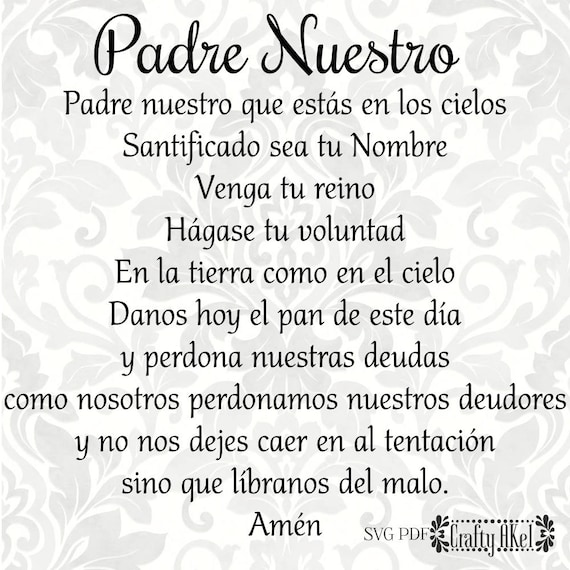 Padre Nuestro Our Father Lord's Prayer Spanish SVG | Etsy
