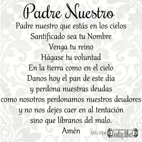 Padre Nuestro Our Father Lord's Prayer Spanish SVG | Etsy