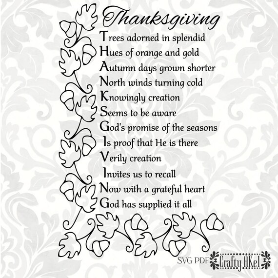 Thanksgiving Poem SVG Thanksgiving svg SVG PDF Digital -  Portugal