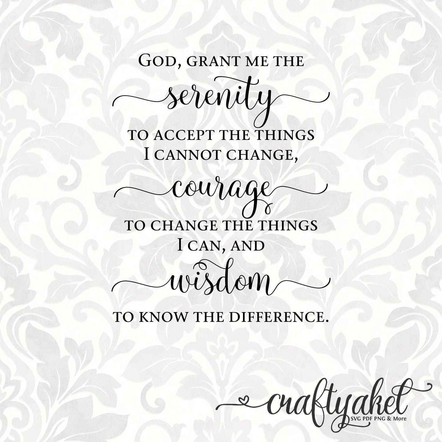 Serenity Prayer Printable, SVG PDF JPG Printable Art, Printable Wall ...