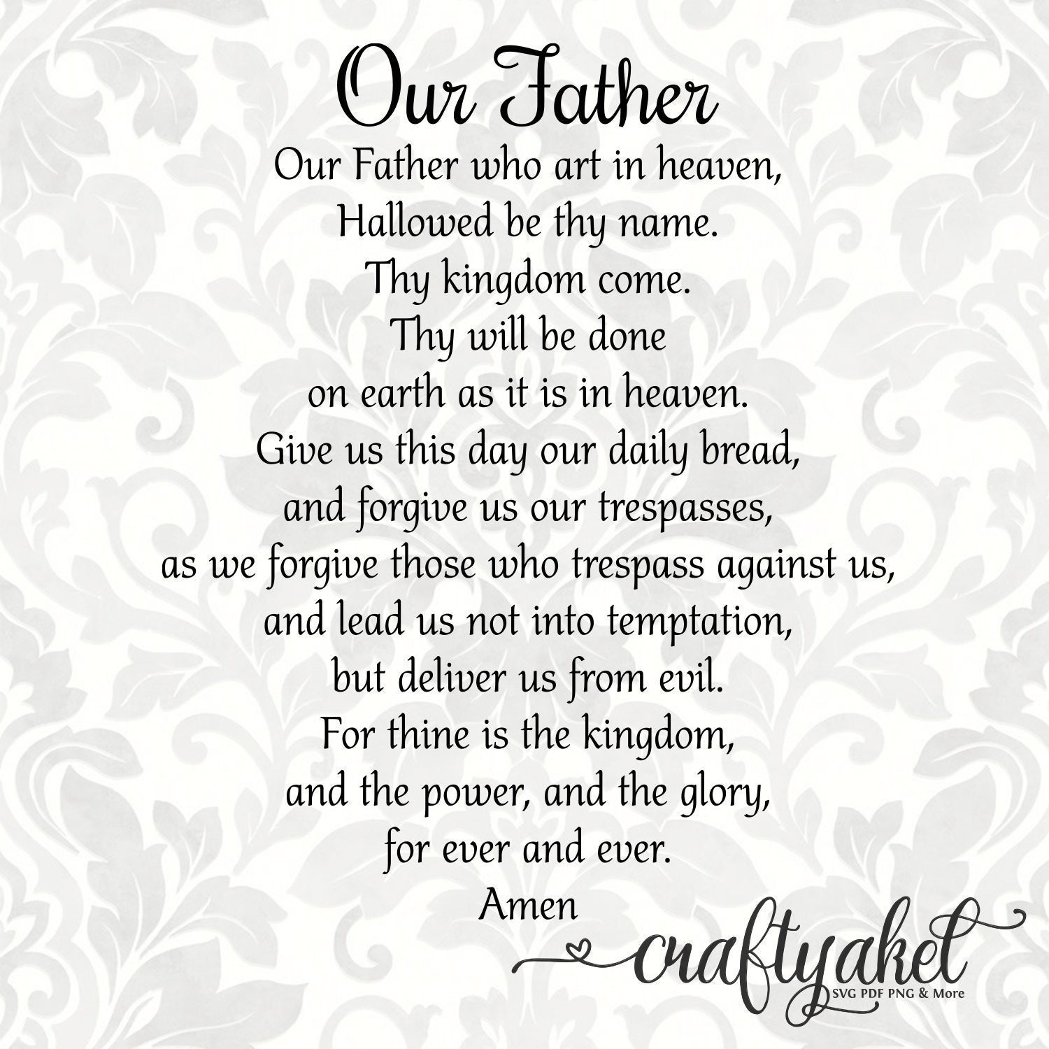 Our Father (the Lord's Prayer) - (SVG, PDF, Digital File Vector