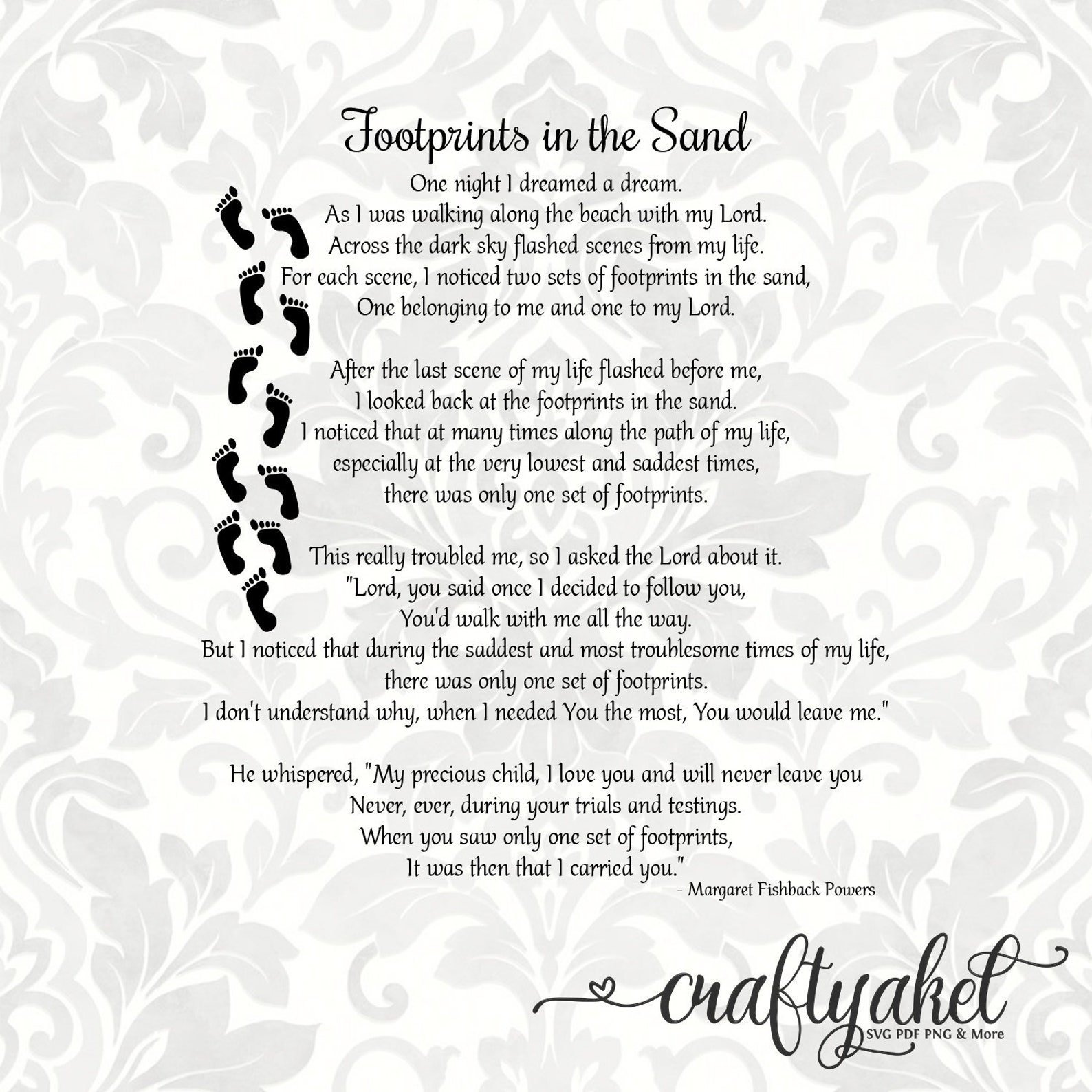 Footprints in the Sand Poem SVG PDF PNG Digital File Vector Etsy Footprints in the Sand Poem SVG PDF PNG Digital File Vector Etsy