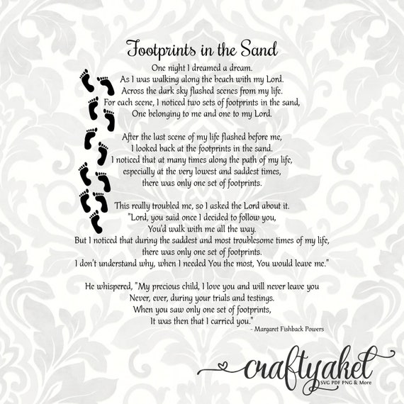 Footprints In The Sand Poem Printable Version Footsteps