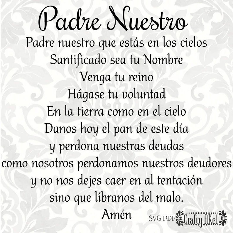 Padre Nuestro (Our Father, Lord's Prayer) (Spanish SVG, PDF, Digital File Vector Graphic) image 1