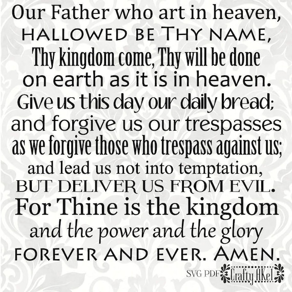 Our Father Prayer (SVG, PDF, Digital File Vector Graphic) - Etsy