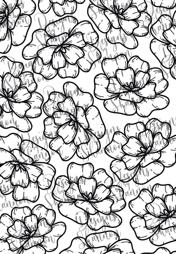 Printable Flower Coloring Page | Etsy
